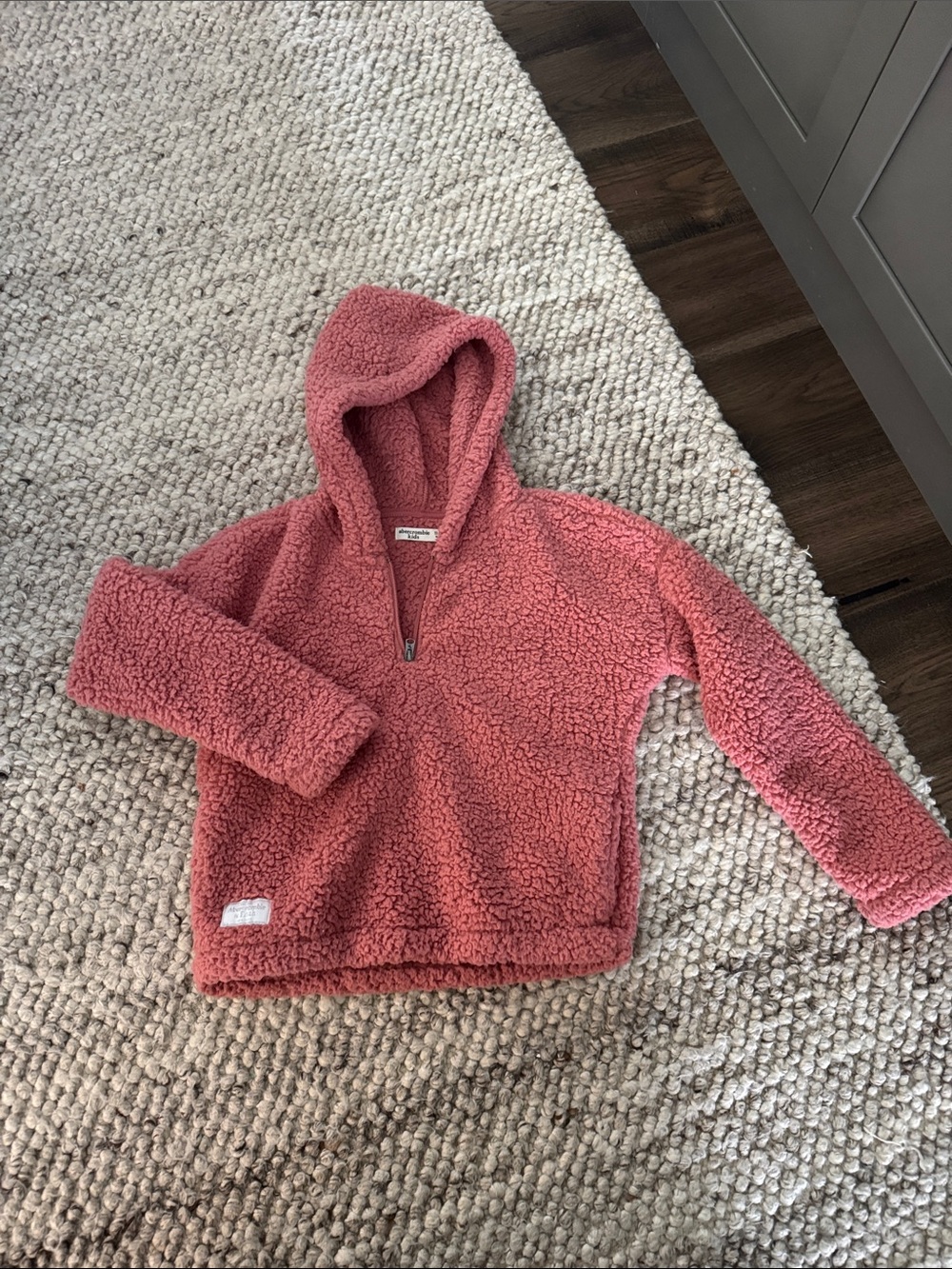 Kids Cozy Half-Zip Sherpa Hoodie - pink/mauve